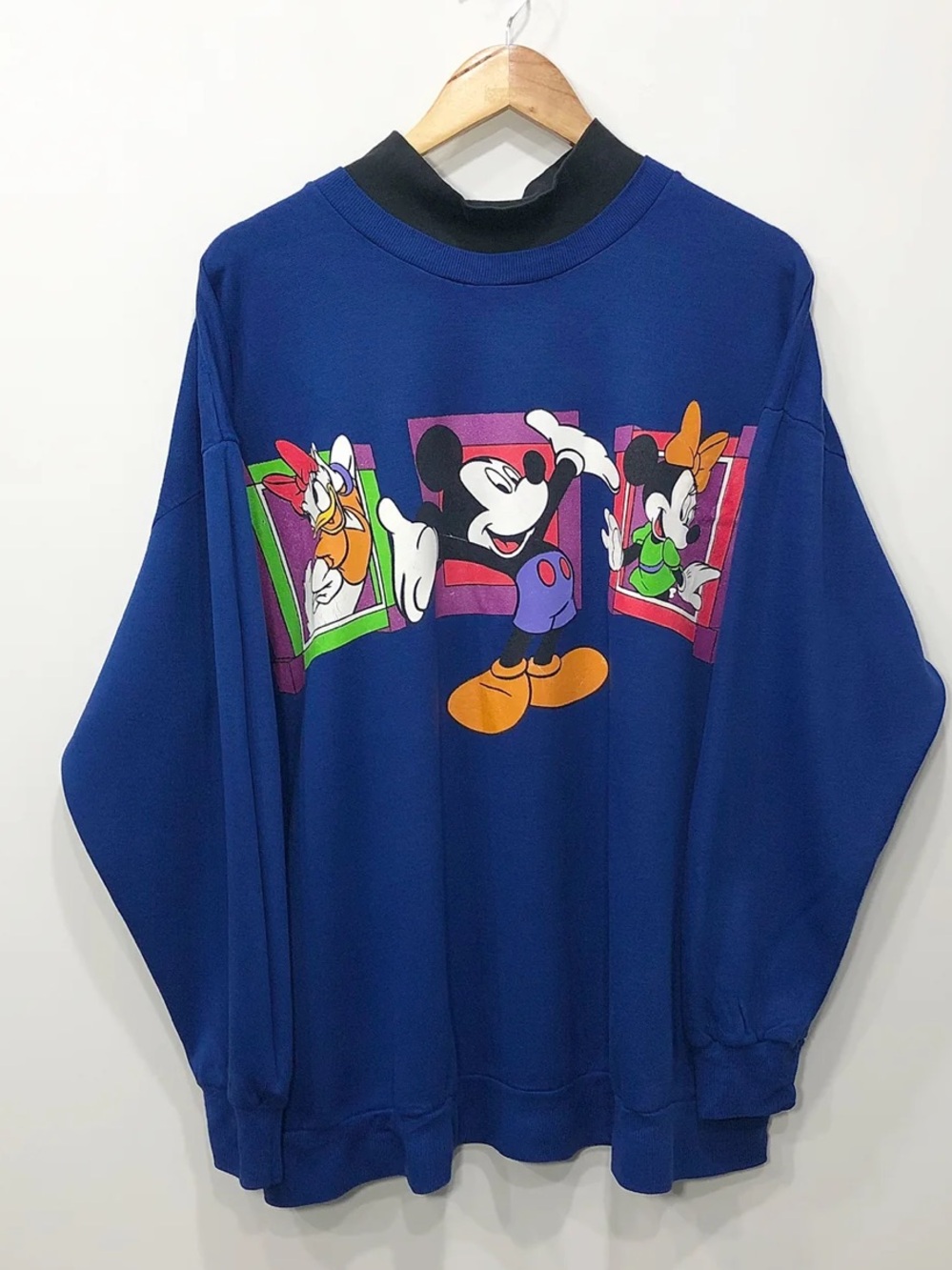 Vintage Disney Mickey Unlimited Sweatshirt Blue Mock Neck Minnie Daisy size 22W